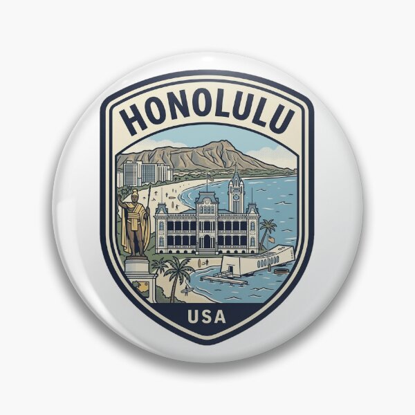Item preview, Honolulu Hawaii Retro Travel Shield Emblem designed and sold by k3rstman1.