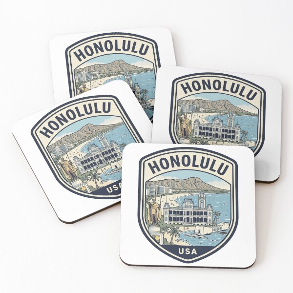Item preview, Honolulu Hawaii Retro Travel Shield Emblem designed and sold by k3rstman1.