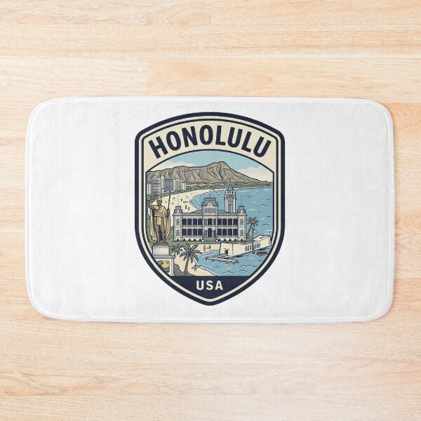 Item preview, Honolulu Hawaii Retro Travel Shield Emblem designed and sold by k3rstman1.
