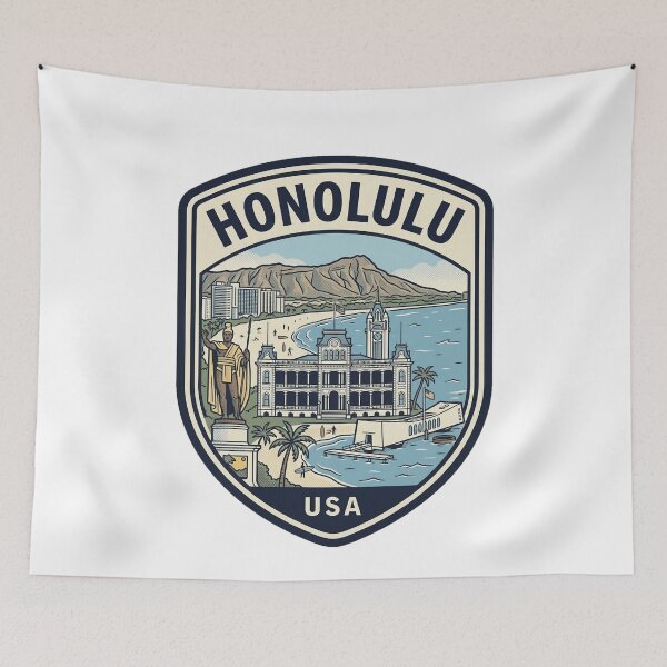 Item preview, Emblema retro de viaje de Honolulu, Hawái designed and sold by k3rstman1.