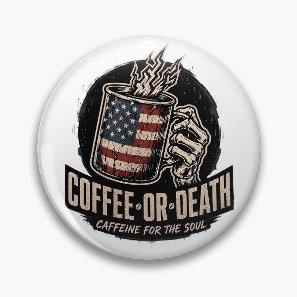 Item preview, Coffee Or Death: Caffeine For The Soul Vintage Skull Hand Emblem designed and sold by NewVibeStudio.