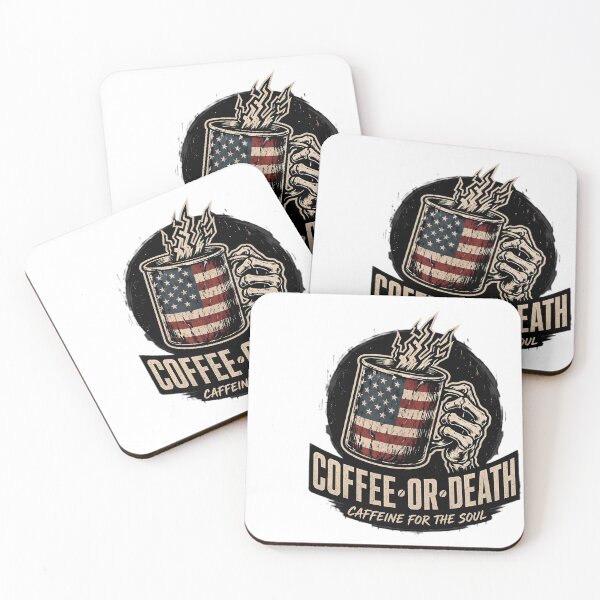 Item preview, Coffee Or Death: Caffeine For The Soul Vintage Skull Hand Emblem designed and sold by NewVibeStudio.