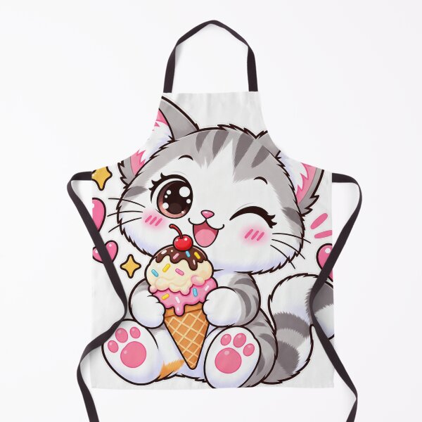 Item preview, Cute Tabby Cat with Ice Cream Cone – Kawaii Kitten Sweet Treat Sticker designed and sold by ghatwalsachin.