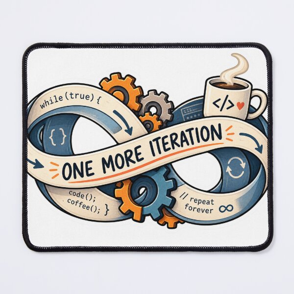 Item preview, One More Iteration – Programmer Infinite Loop designed and sold by ChicClicker.