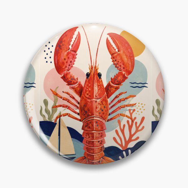 Item preview, Lobster Art Print, Seafood Poster, Colourful Nautical Illustration, Modern Coastal Poster designed and sold by Ditstyle.