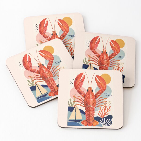 Item preview, Lobster Art Print, Seafood Poster, Colourful Nautical Illustration, Modern Coastal Poster designed and sold by Ditstyle.