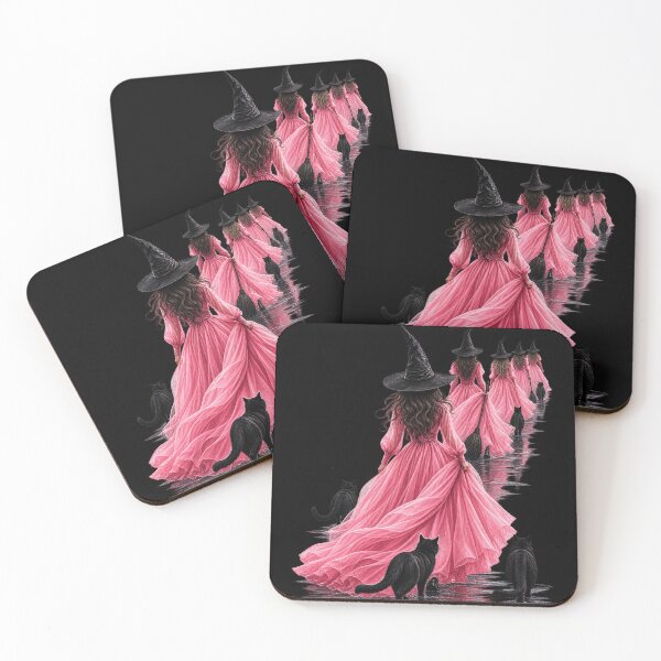 Item preview, Witch in Flowing Pink Gown with Black Cats designed and sold by AddieBlu.