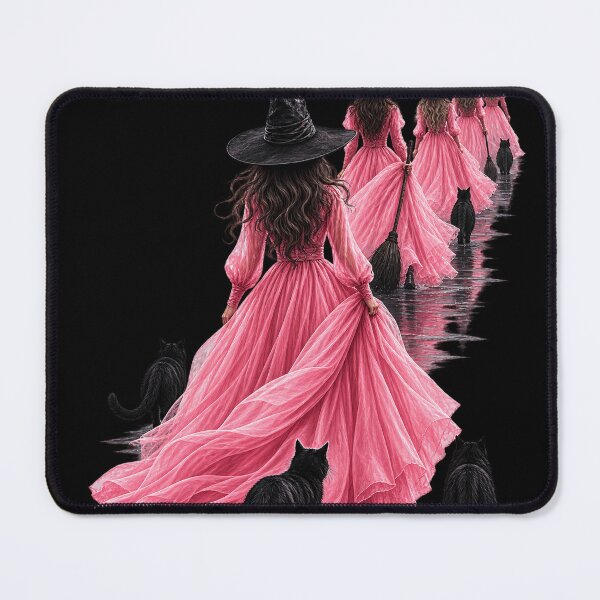 Item preview, Witch in Flowing Pink Gown with Black Cats designed and sold by AddieBlu.