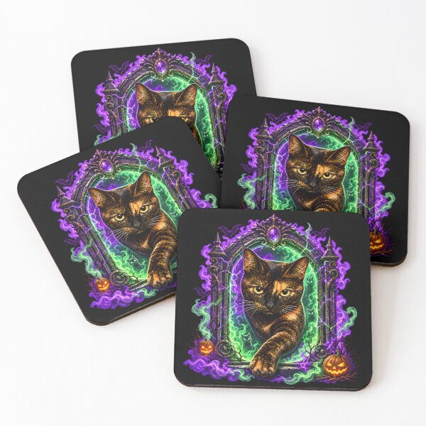 Item preview, Tortoiseshell Cat Emerging From Gothic Spirit Portal Halloween Tortie designed and sold by Martin's_Design.