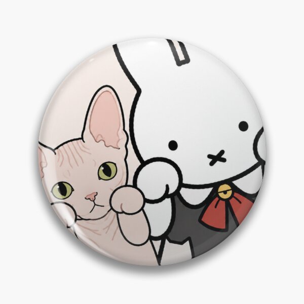 Item preview, Cute Bunny and Sphynx cat Paws Up - Miffy Inspired designed and sold by Cozy Moss Studio.