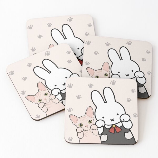 Item preview, Cute Bunny and Sphynx cat Paws Up - Miffy Inspired designed and sold by Cozy Moss Studio.