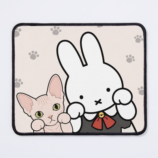Item preview, Cute Bunny and Sphynx cat Paws Up - Miffy Inspired designed and sold by Cozy Moss Studio.