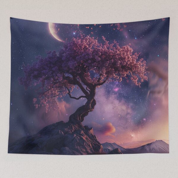 Item preview, Moonlit Sakura Under Crescent Stars designed and sold by QuantumDrift.