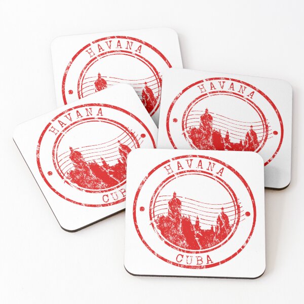 Item preview, Havana Cuba Vintage Travel Stamp Red Grunge Skyline designed and sold by chaaval.
