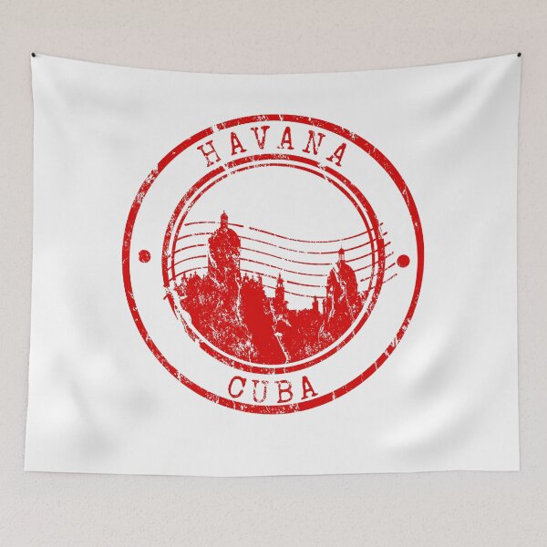 Item preview, Havana Cuba Vintage Travel Stamp Red Grunge Skyline designed and sold by chaaval.