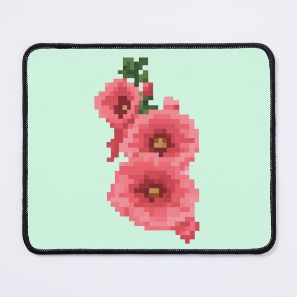 Artikelvorschau, Pixelierte rosa Stockrosenblüte entworfen und verkauft von CamilasPrints.
