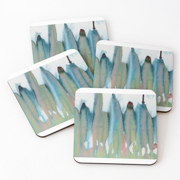 Item preview, Blue Green Abstract Forest: Atmospheric Watercolour Landscape designed and sold by ArithraStudio.