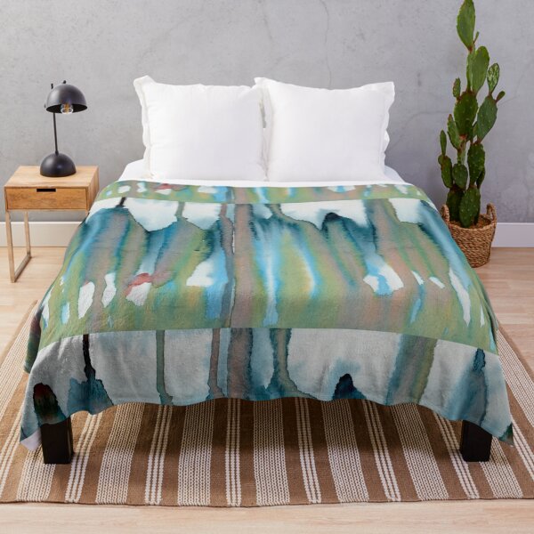 Item preview, Blue Green Abstract Forest: Atmospheric Watercolour Landscape designed and sold by ArithraStudio.
