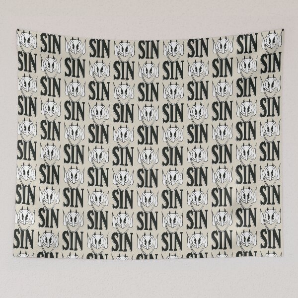 Item preview, Sin – Devil Cartoon Pattern with Bold Edgy Aesthetic and Vintage Style designed and sold by Helmina Groper.