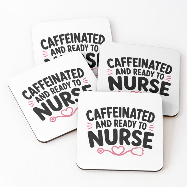 Item preview, Caffeinated And Ready To Nurse Funny RN Coffee Quote Healthcare Worker Humor designed and sold by raedattia.