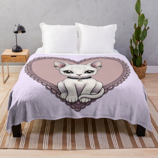 Item preview, Gothic Sphynx Cat with Moon Charm in Pink Lace Heart designed and sold by SweetLilith.
