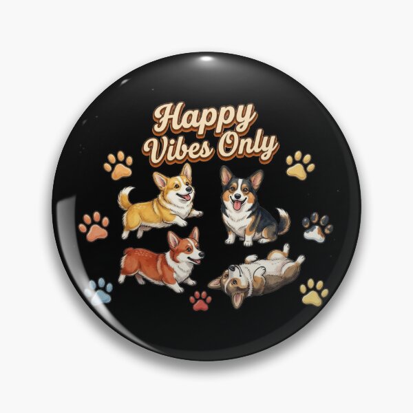 Item preview, Happy Vibes Only – Cute Corgi & 7 Paw Prints Cottagecore Design designed and sold by Cartoon art with a purpose ❤️ Supporting Althea’s friends .