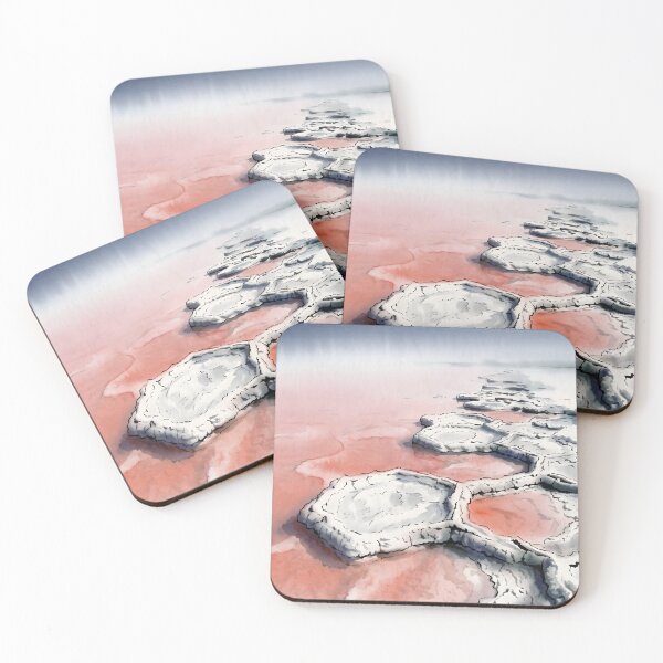Item preview, Sumi-e Pink Salt Lake & White Desert Art designed and sold by conohitoAI-ArtGallery.