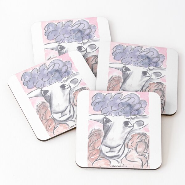 Item preview, Sheep with Mini Plie, Charcoal & Blue/English Rose Watercolour designed and sold by Anke‘s Bazaar.
