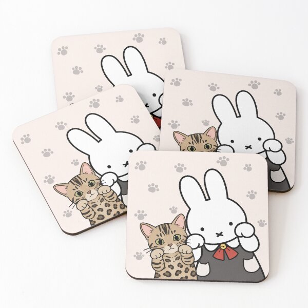 Item preview,  Cute Bunny and Bengal Cat Paws Up - Miffy Inspired designed and sold by Cozy Moss Studio.