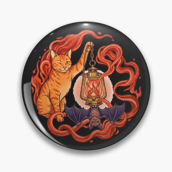 Item preview, Winking Ginger Cat Bat Lantern Halloween designed and sold by MewSpooky.