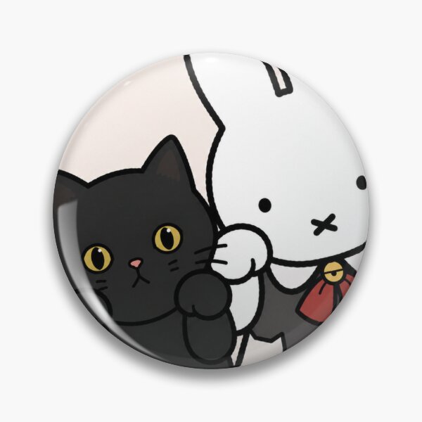 Item preview,  Cute Bunny and Black Cat Paws Up - Miffy Inspired designed and sold by Cozy Moss Studio.