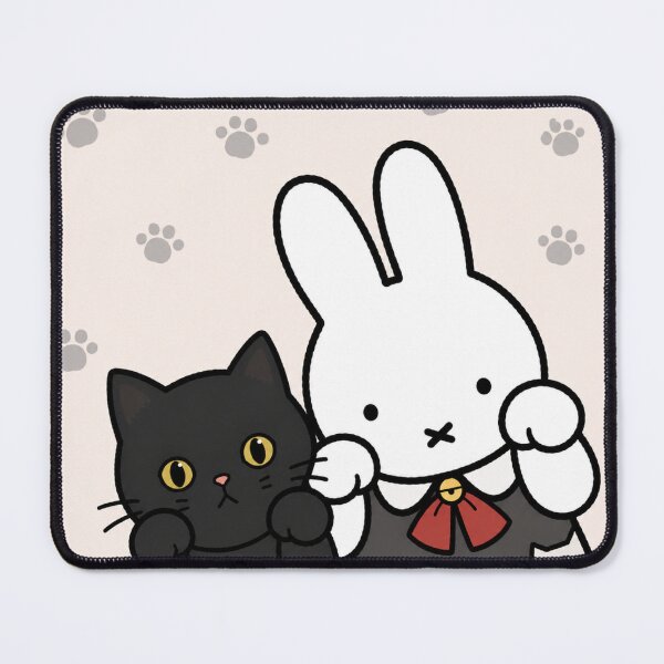 Item preview,  Cute Bunny and Black Cat Paws Up - Miffy Inspired designed and sold by Cozy Moss Studio.