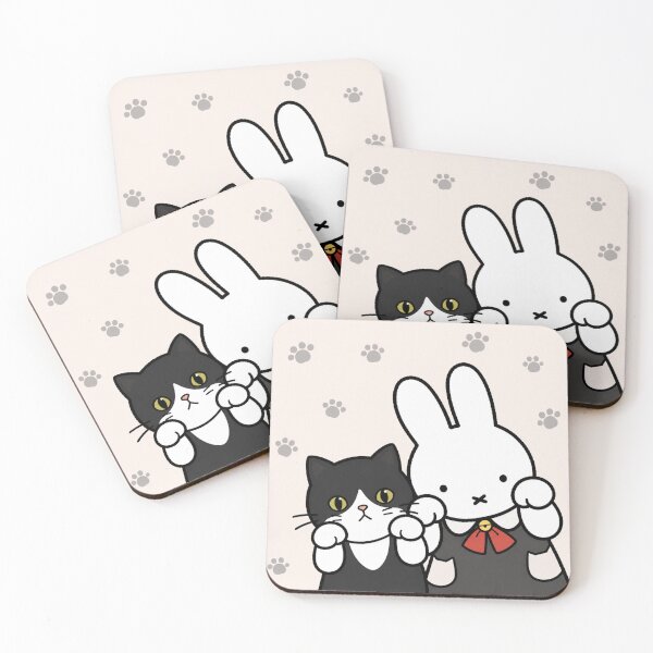 Item preview,  Cute Bunny and Tuxedo Cat Paws Up - Miffy Inspired designed and sold by Cozy Moss Studio.