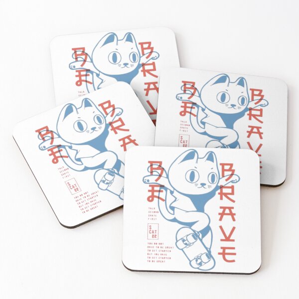 Item preview, Brave Cat – Motivational Skateboarding Illustration designed and sold by WATEKE.