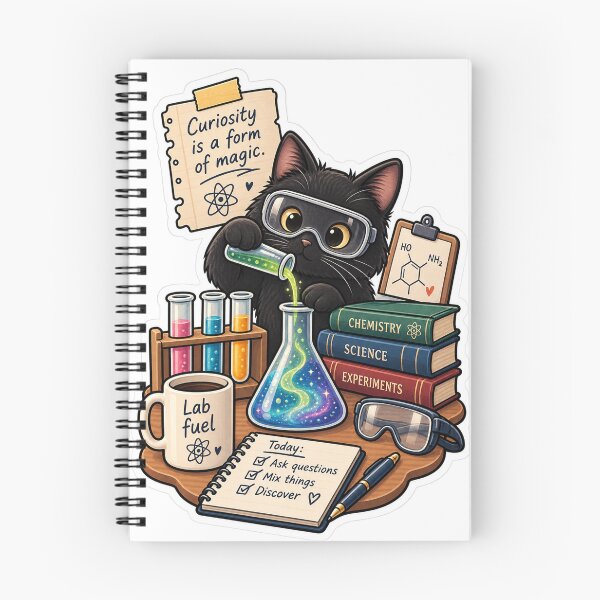 Item preview, Curiosity Is a Form of Magic – Science Cat designed and sold by ChicClicker.