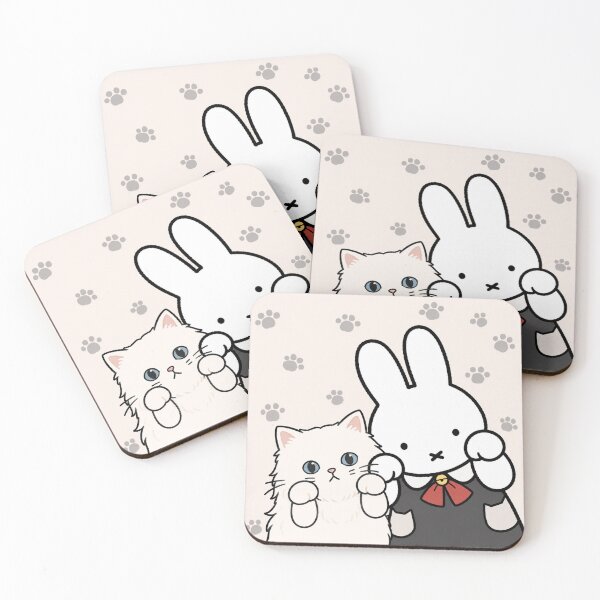Item preview, Cute Bunny and Persian Cat Paws Up - Miffy Inspired designed and sold by Cozy Moss Studio.