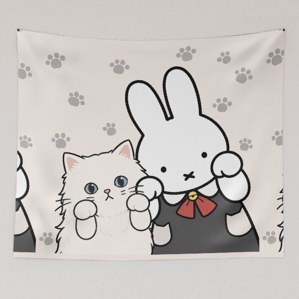 Item preview, Cute Bunny and Persian Cat Paws Up - Miffy Inspired designed and sold by Cozy Moss Studio.