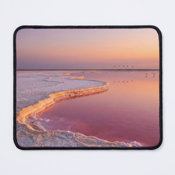 Item preview, Surreal Pink Lake Sunset Flamingo Photography designed and sold by conohitoAI-ArtGallery.