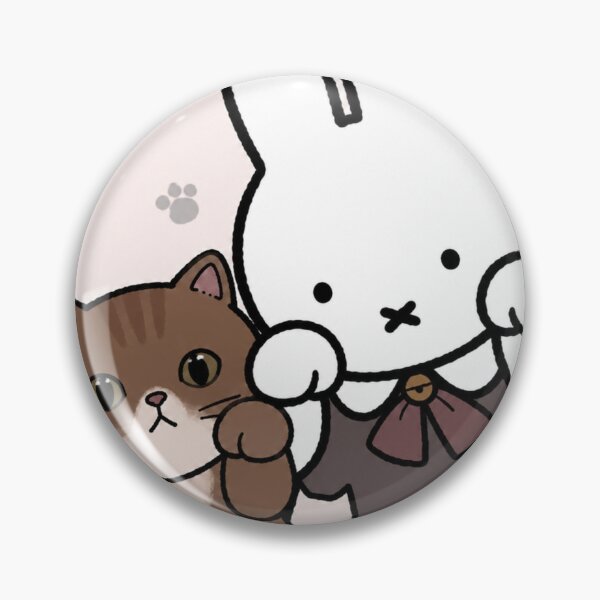 Item preview, Cute Bunny and Brown Tabby Cat Paws Up - Miffy Inspired designed and sold by Cozy Moss Studio.