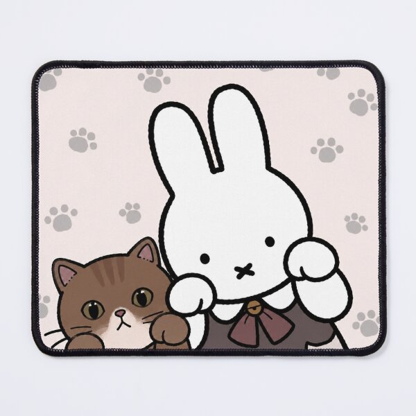 Item preview, Cute Bunny and Brown Tabby Cat Paws Up - Miffy Inspired designed and sold by Cozy Moss Studio.