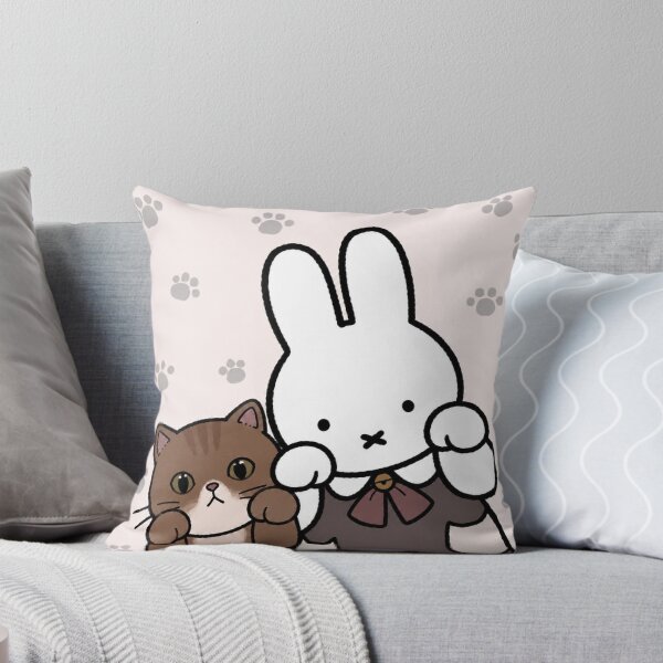 Item preview, Cute Bunny and Brown Tabby Cat Paws Up - Miffy Inspired designed and sold by Cozy Moss Studio.