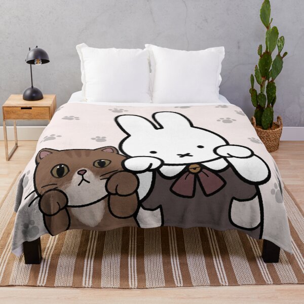 Item preview, Cute Bunny and Brown Tabby Cat Paws Up - Miffy Inspired designed and sold by Cozy Moss Studio.