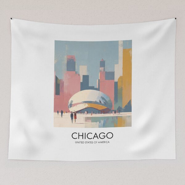 Item preview, Chicago Cloud Gate, Pastel City Decor designed and sold by MarkedArtPrints.