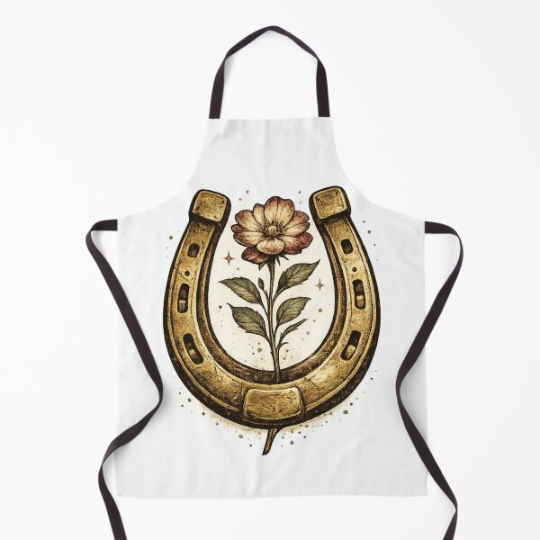 Item preview, Vintage Golden Horseshoe and Flower Illustration designed and sold by MonaRose_Art.