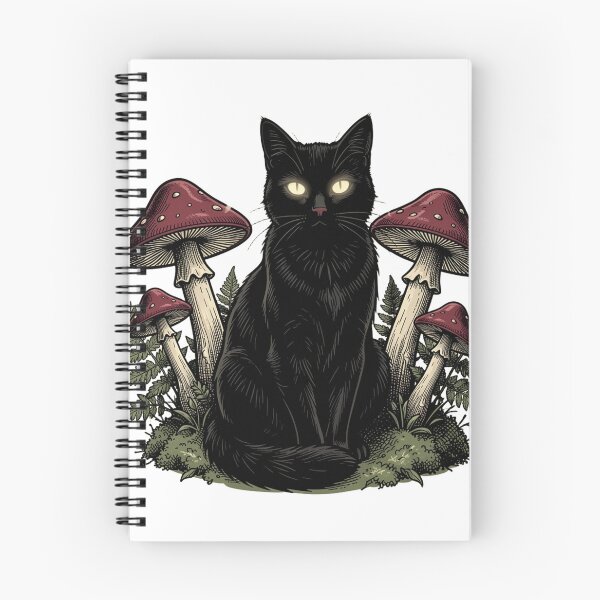 Item preview, The Midnight Mushroom Familiar – Gothic Black Cat designed and sold by mrshadow113.