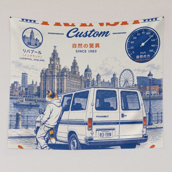 Aperçu de l'œuvre 1983 Transit Custom Liverpool England Vintage Japanese Poster Custom Van créée et vendue par BRTHRCNK01.