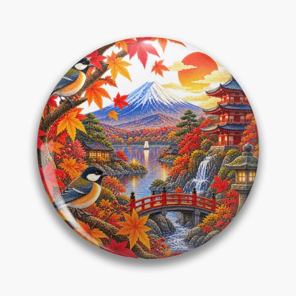 Item preview, Japanese Autumn Landscape with Songbirds designed and sold by Daihuku2525.