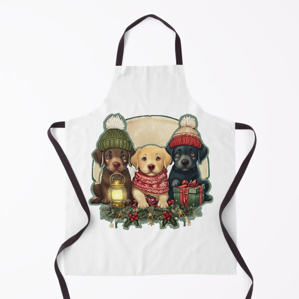 Item preview, Three Adorable Labrador Puppies in a Cozy Christmas Scene designed and sold by Luna & Cleo Creative.