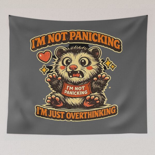 Item preview, Im Just Overthinking Funny Opossum Retro Mental Health designed and sold by Timeless Junction.