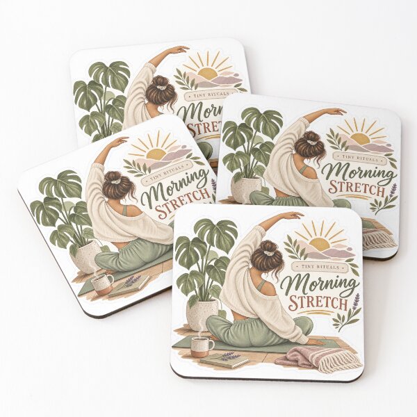 Item preview, Tiny Rituals – Morning Stretch Cozy Wellness Sticker designed and sold by ChicClicker.